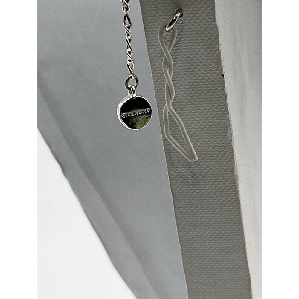 Givenchy Vintage Silver Tone Sparkling Rhinestone Faux Pearl Y Drop‎ Necklace - Picture 9 of 14